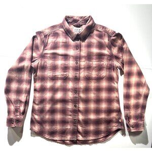 Carhartt Womens Plaid Button-Up Shirt M Long Sleeve Stretch Cotton/Spandex Pink